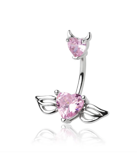 Silver - Heart Devil Stainless Steel Belly Ring